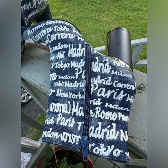 YOKI Willen Rose Gold Glitter Denim Graffiti Cylinder Heel Zip Ankle Boot 7 WILD - Picture 13 of 14